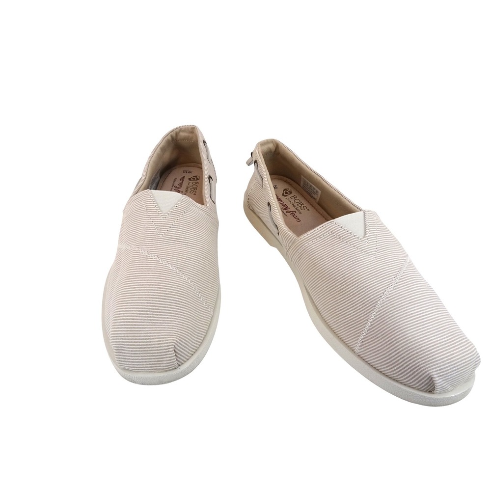 Skechers BOBS Slip On Shoes Womens 10 Natural Striped Excellent Memory Foam‎